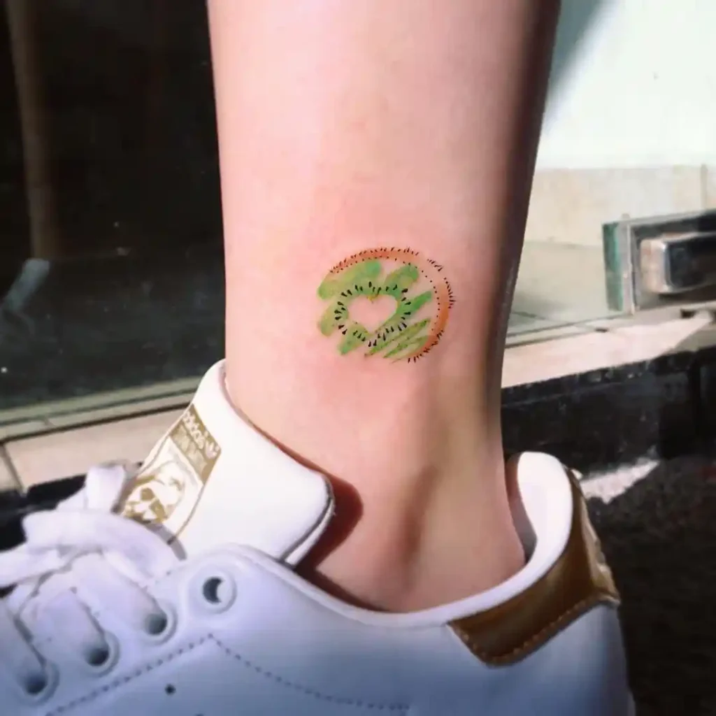 Abstract Kiwi Heart on Ankle