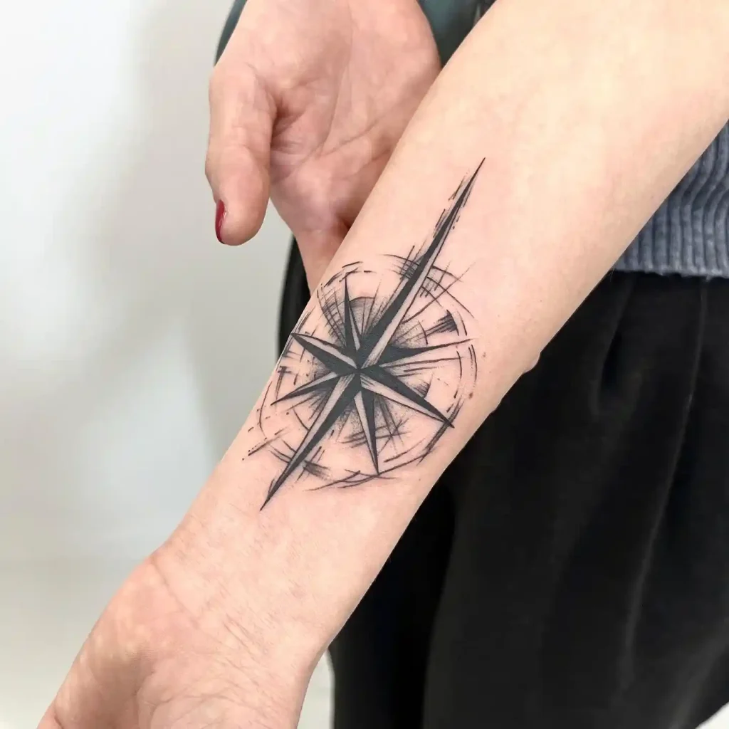 Fine Line Directional Compass on Wrist