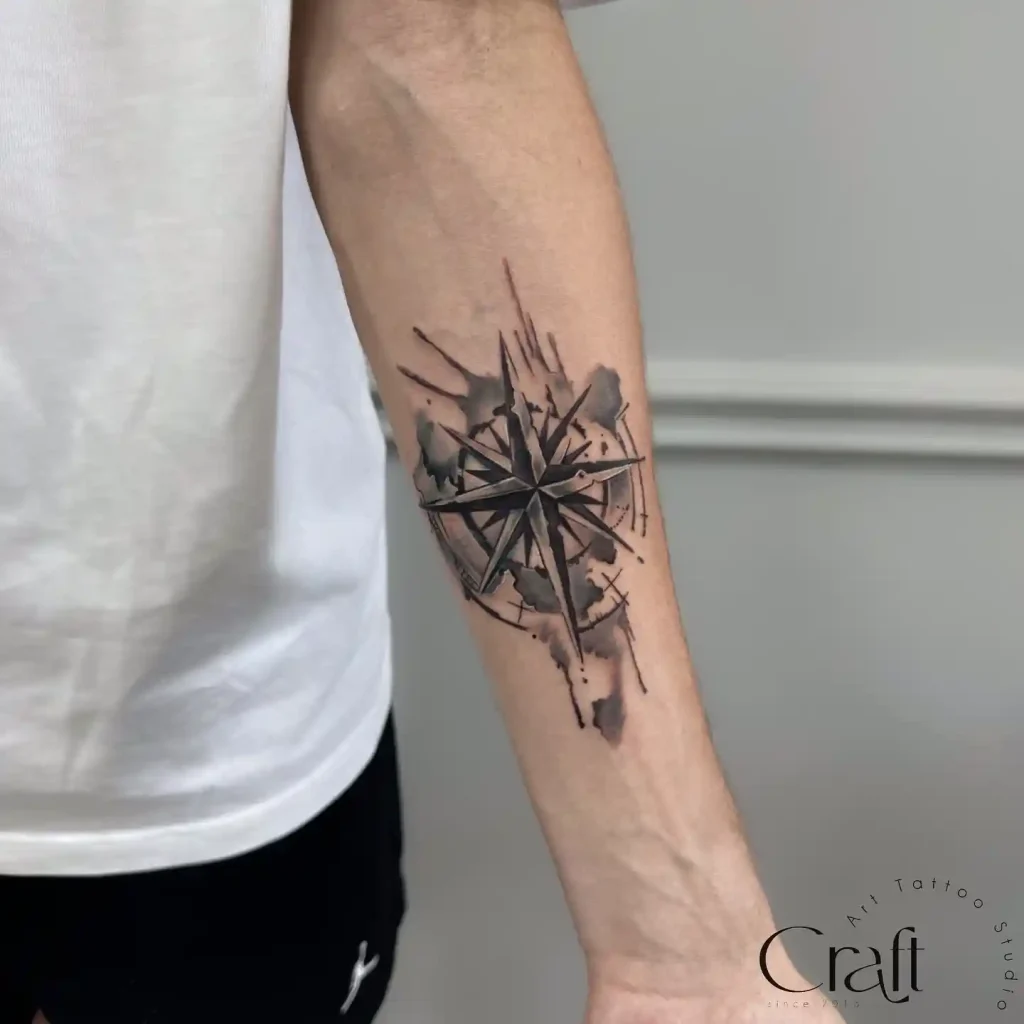 Illustrative Sketch Compass on Inner Forearm