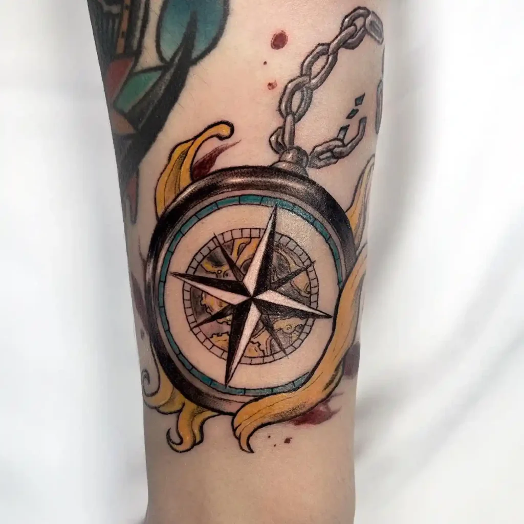 Map Background Compass on Forearm