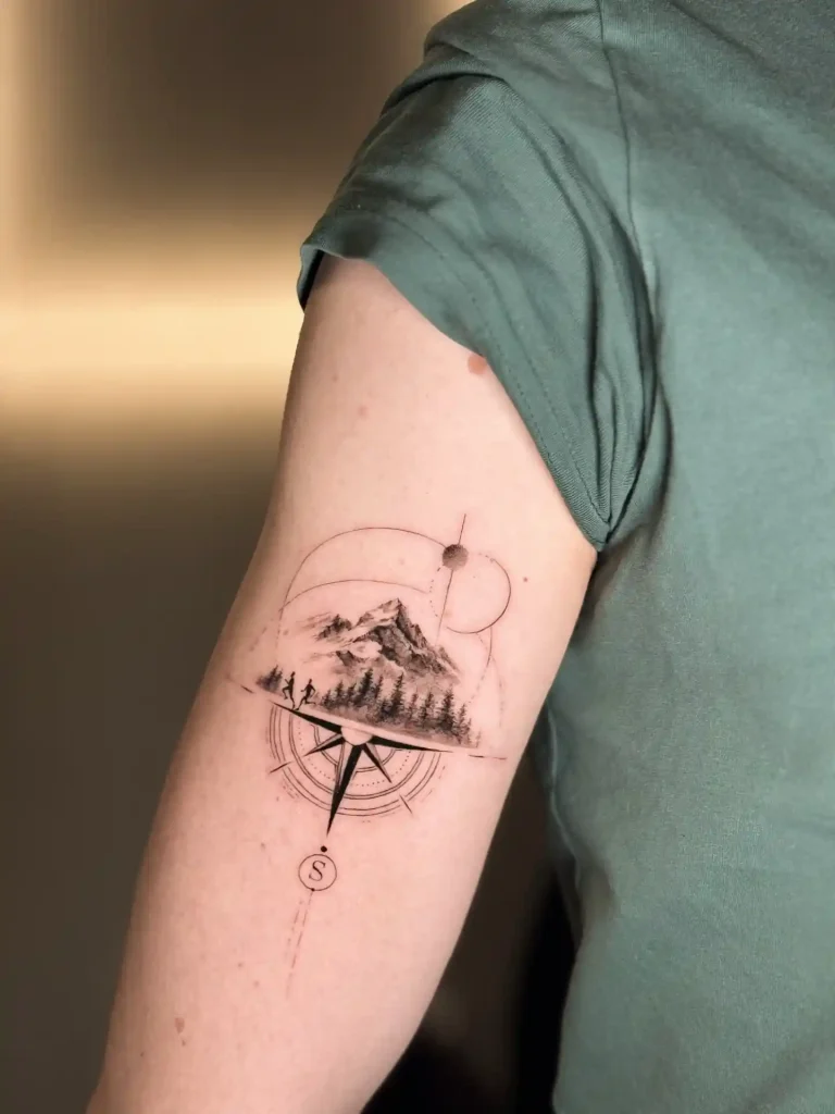 Scenic Mountain Hiker Compass on Upper Arm
