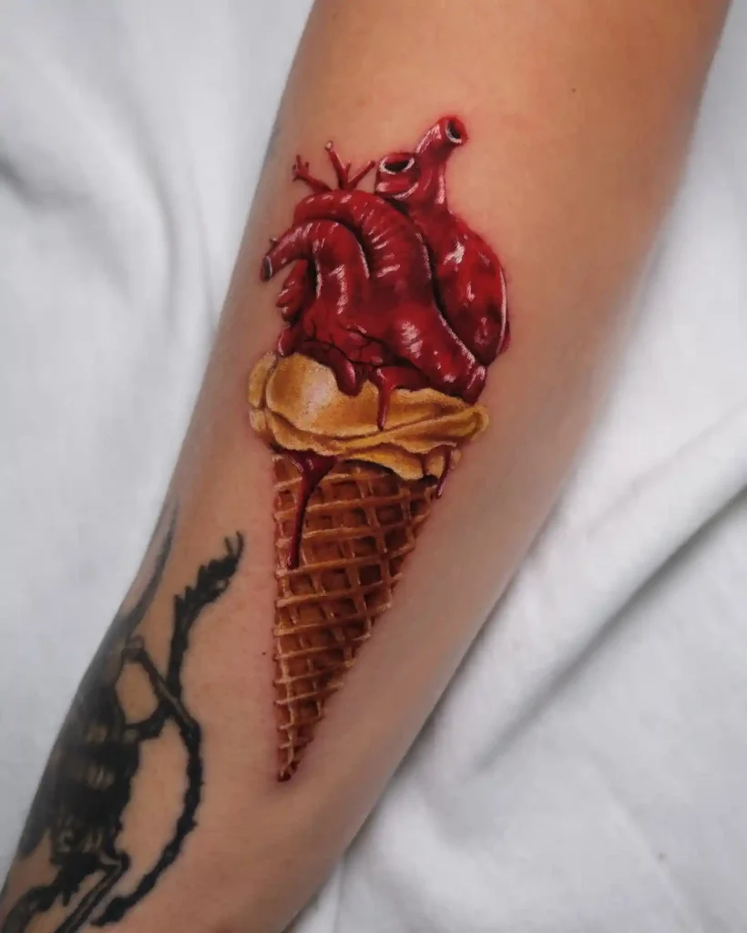 Anatomical Heart Ice Cream on Forearm