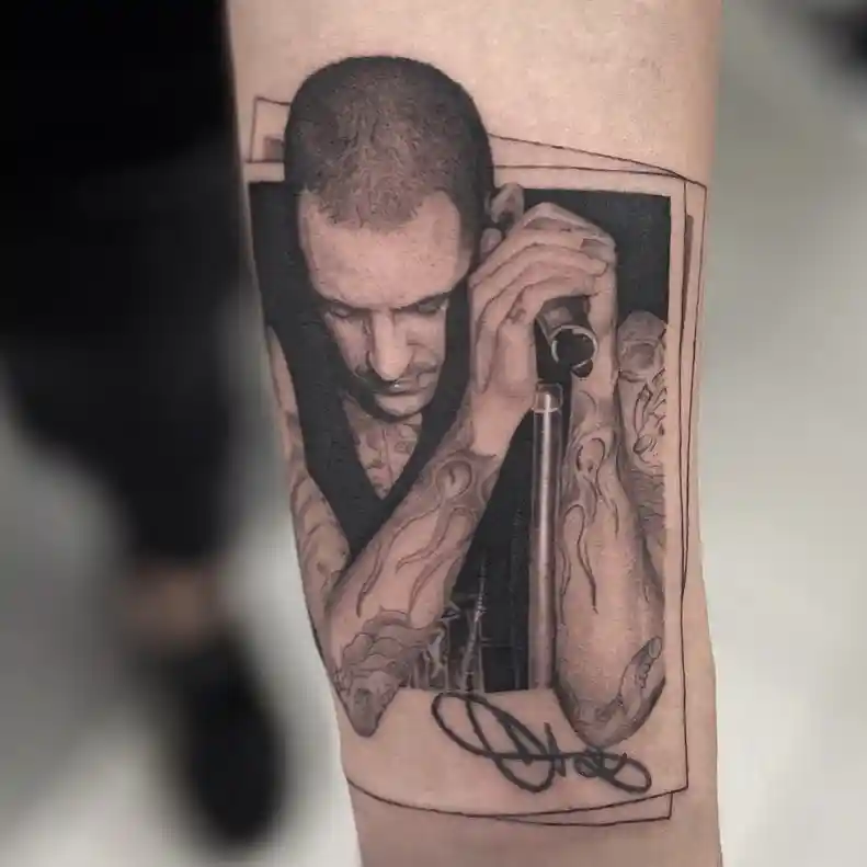 Framed Sketch Style Portrait on Forearm