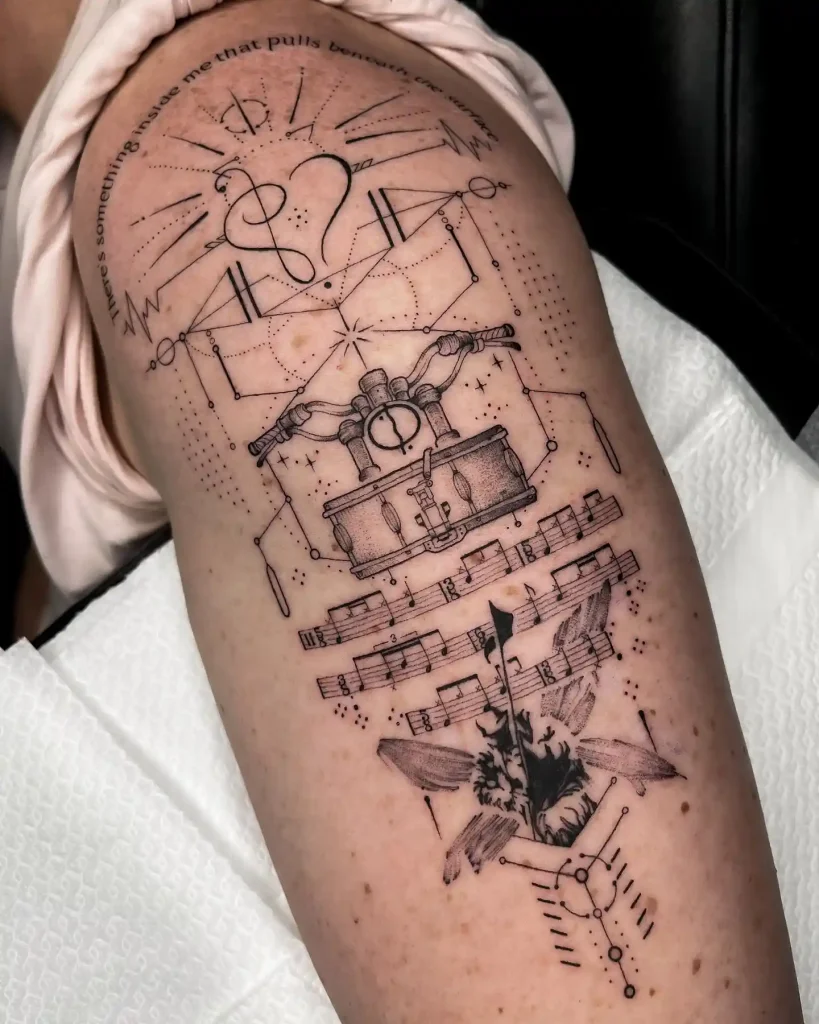 Geometric Musical Abstract on Shoulder