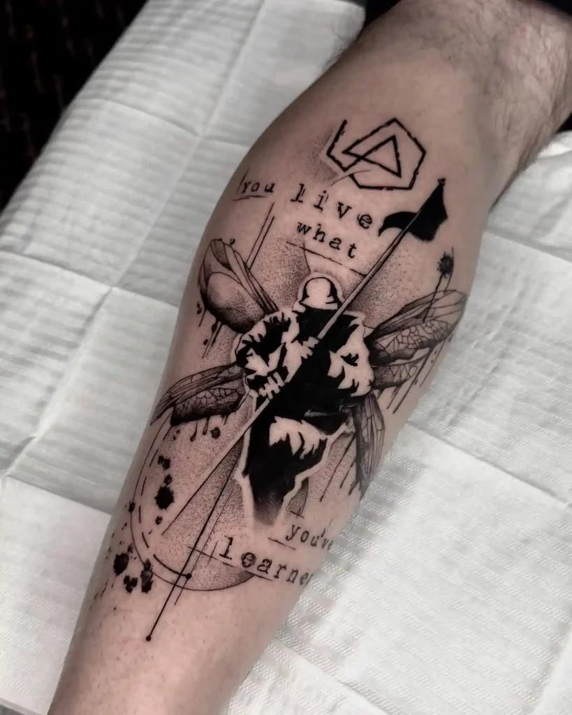 Geometric Soldier and Quote on Calf