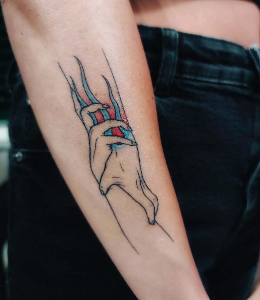 Glitch Style Holding Hands on Forearm