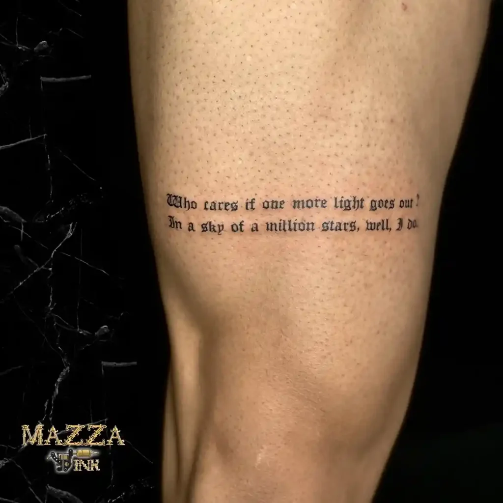 Gothic Script Lyrics on Thigh