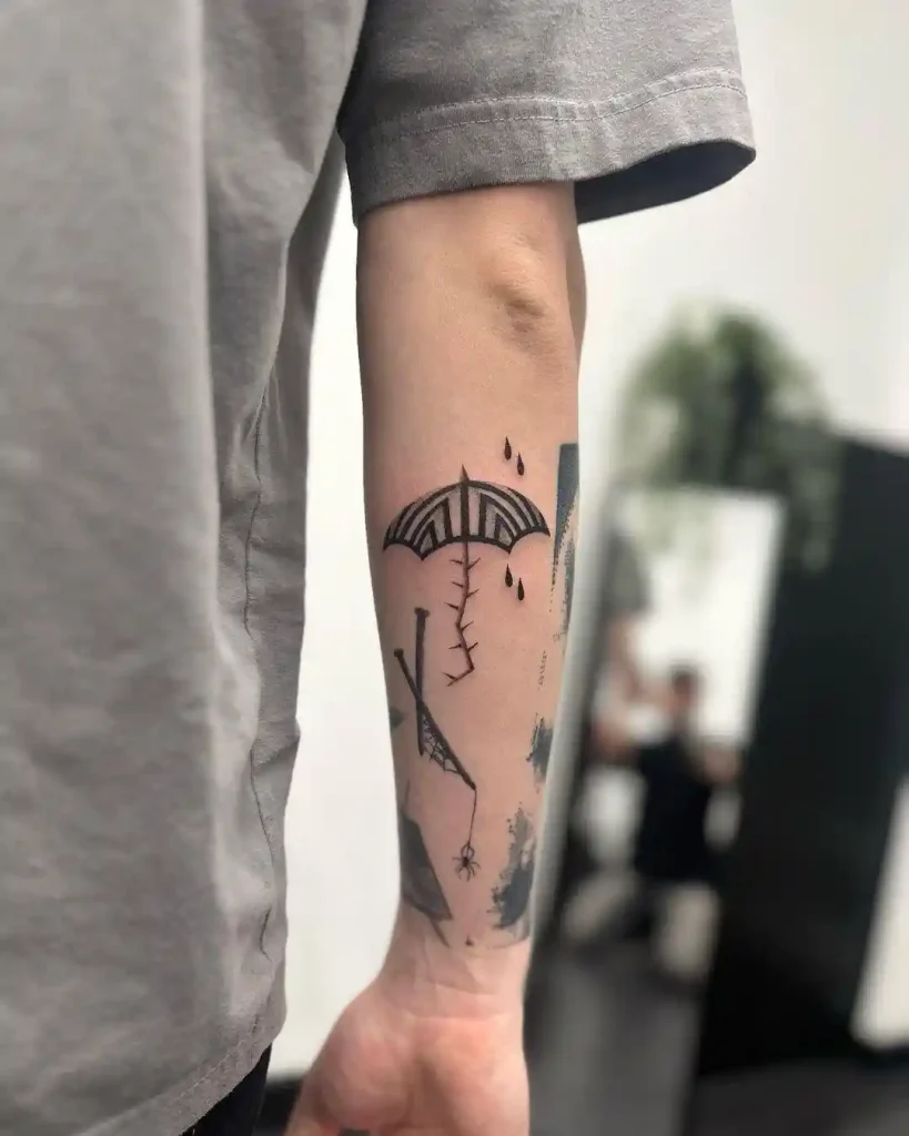 Gothic Spiderweb Umbrella on Forearm