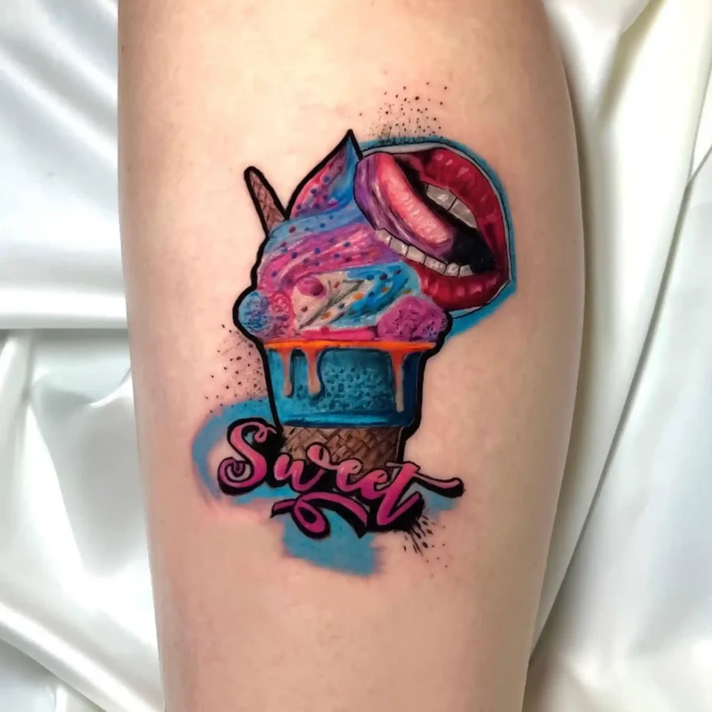Graffiti Style Sweet Treat on Lower Leg