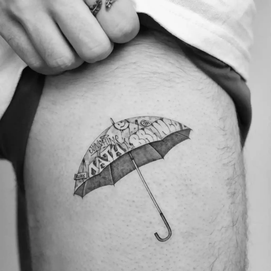 Graffiti Style Umbrella on Thigh
