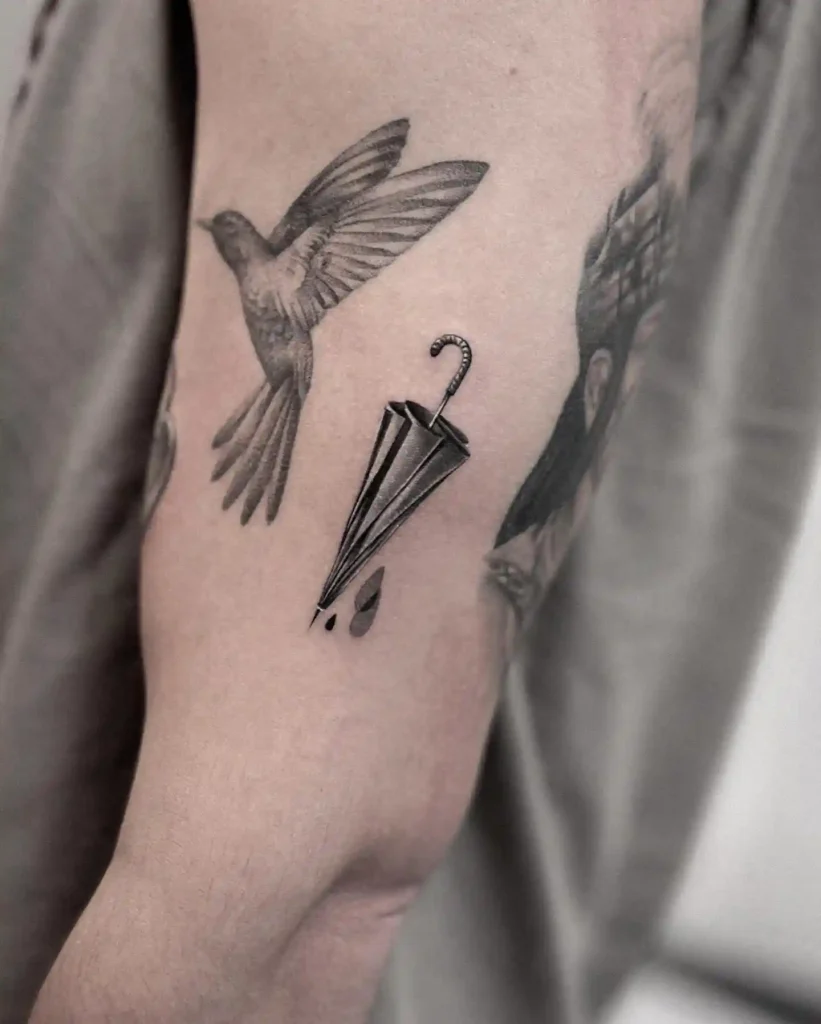 Hummingbird and Umbrella on Inner Arm