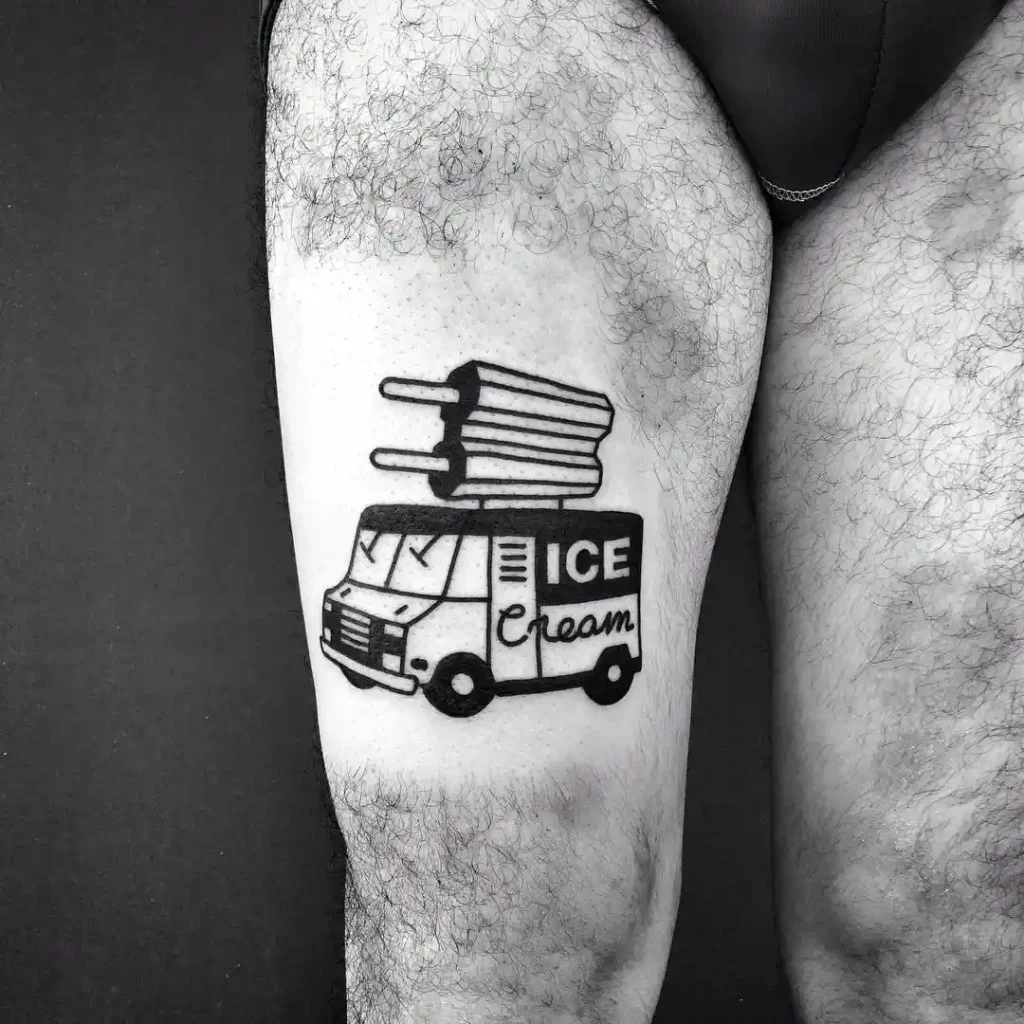Illustrated Ice Cream Truck on Thigh