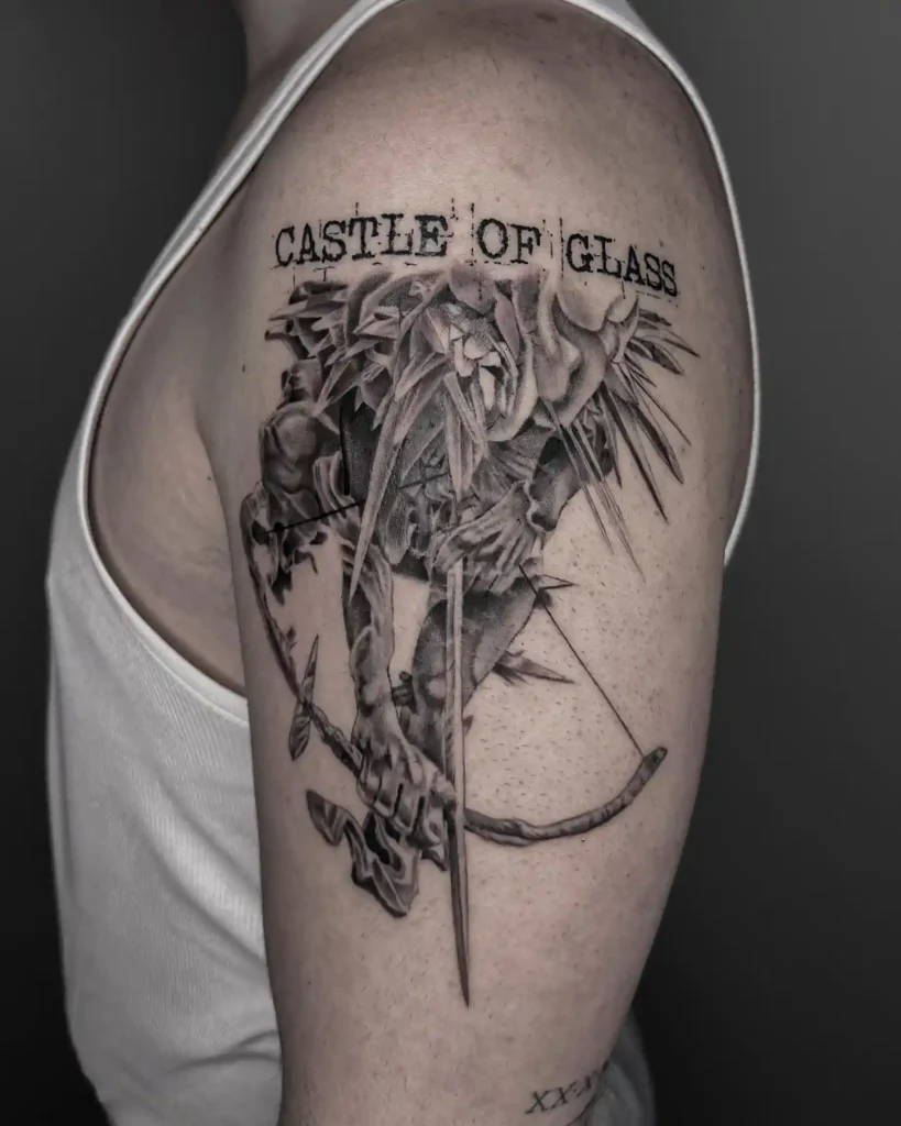Illustrative Archer and Text on Shoulder