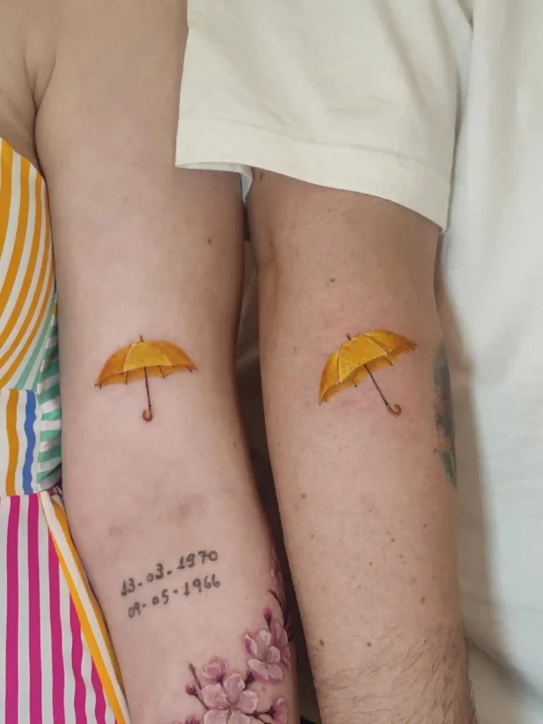 Matching Yellow Umbrellas on Forearms