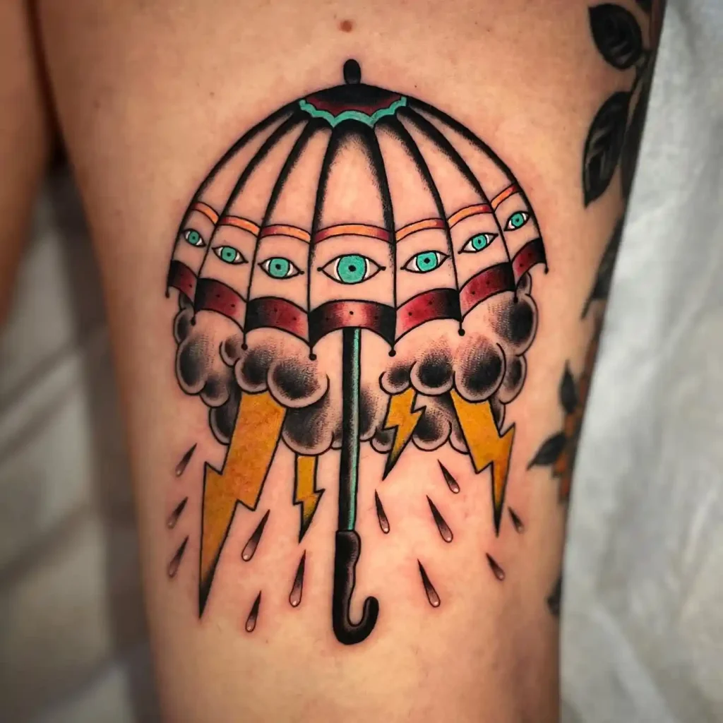 Psychedelic Eye Umbrella on Thigh