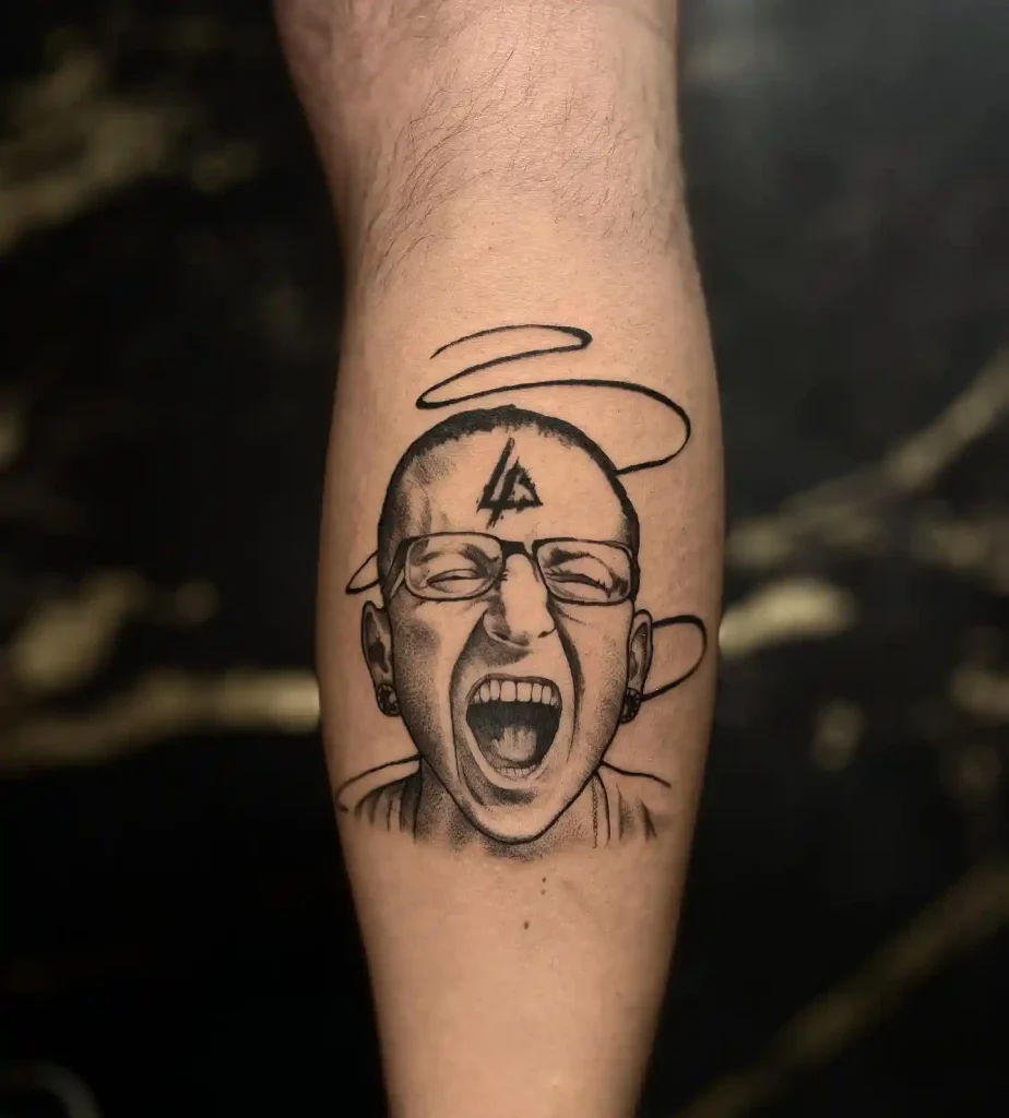 Screaming Portrait with Glasses on Shin