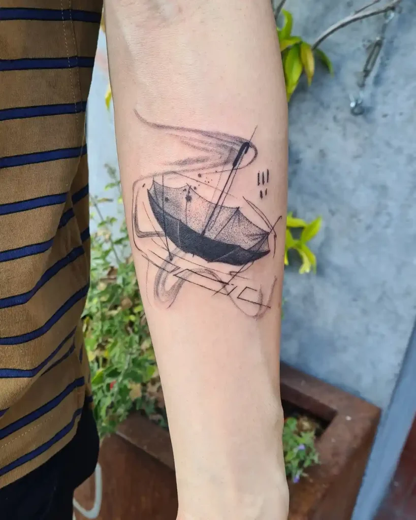 Sketch Style Abstract Umbrella on Forearm