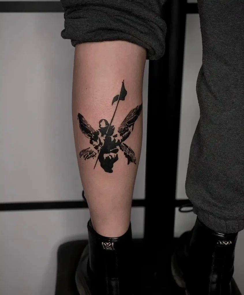 Solid Black Soldier Silhouette on Calf