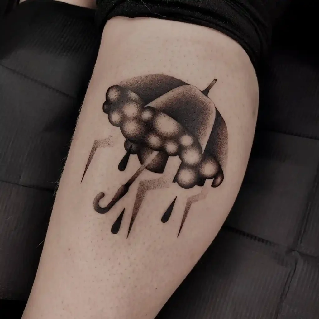 Storm Cloud Umbrella with Lightning on Leg