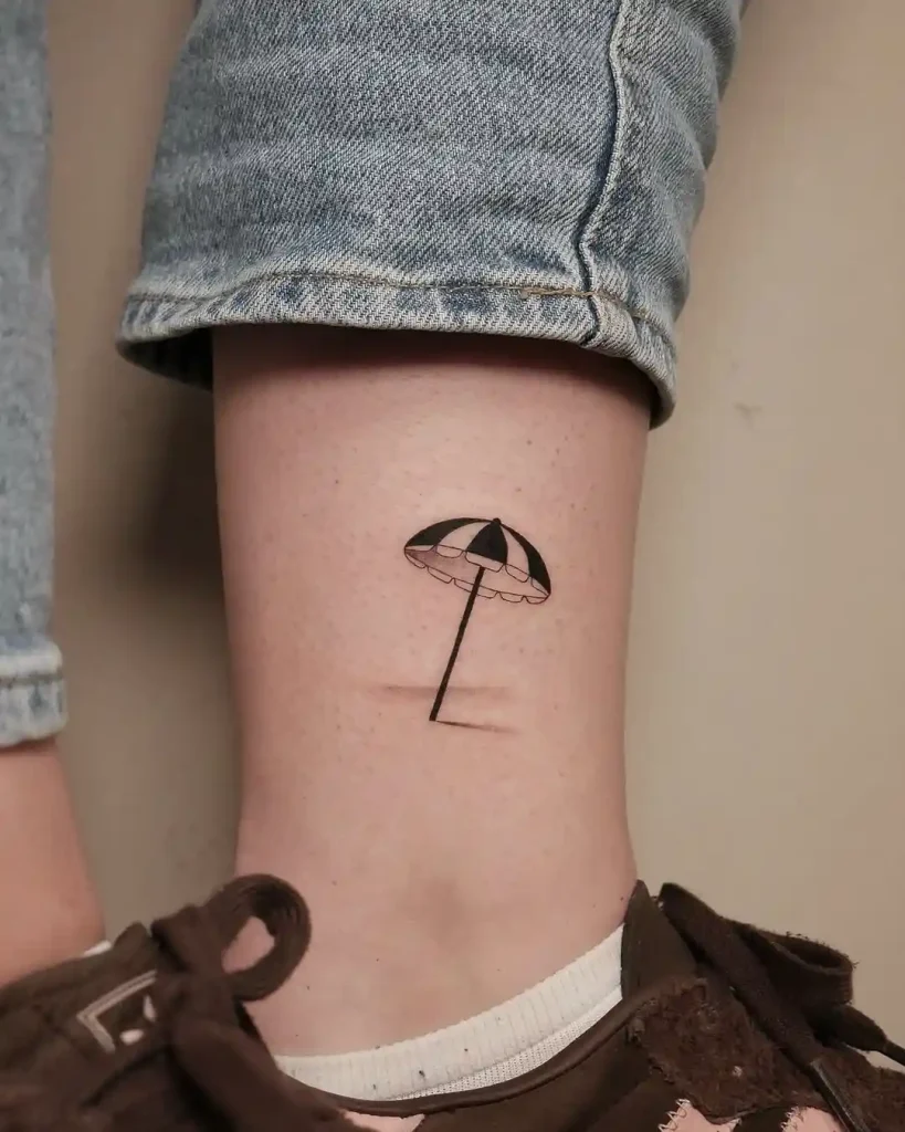 Striped Beach Umbrella on Ankle