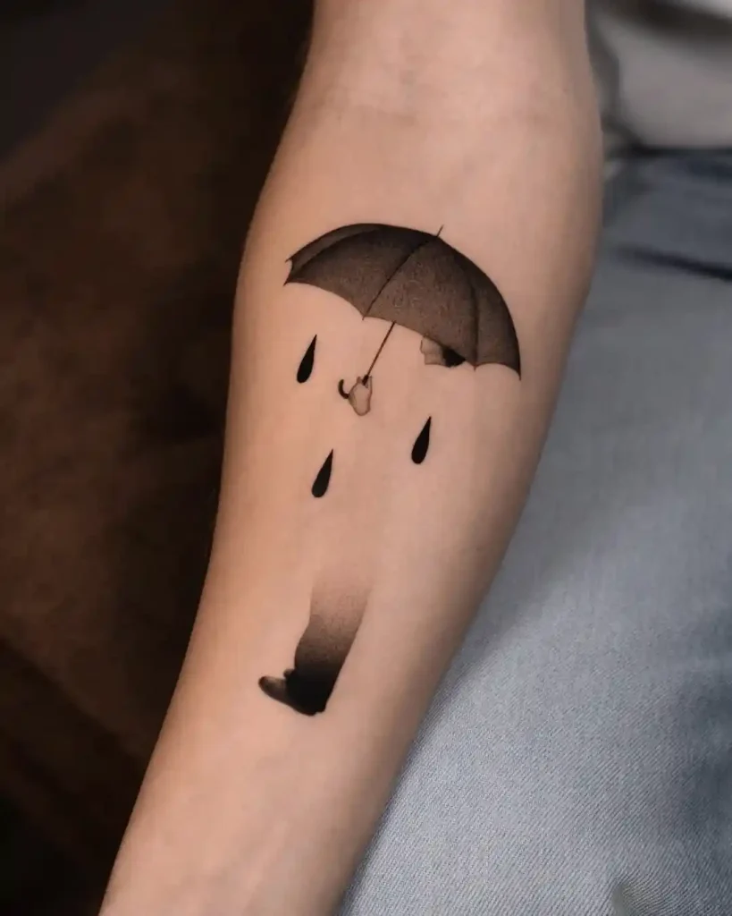 Surreal Walking Silhouette Umbrella on Forearm