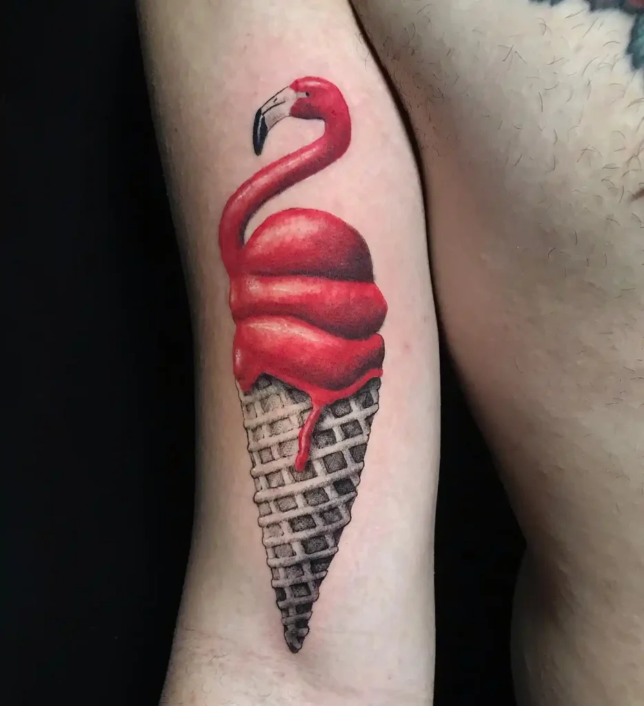Surrealist Flamingo Cone on Calf