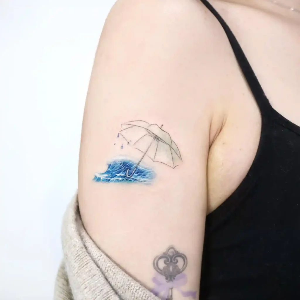 Umbrella Floating on Waves on Upper Arm