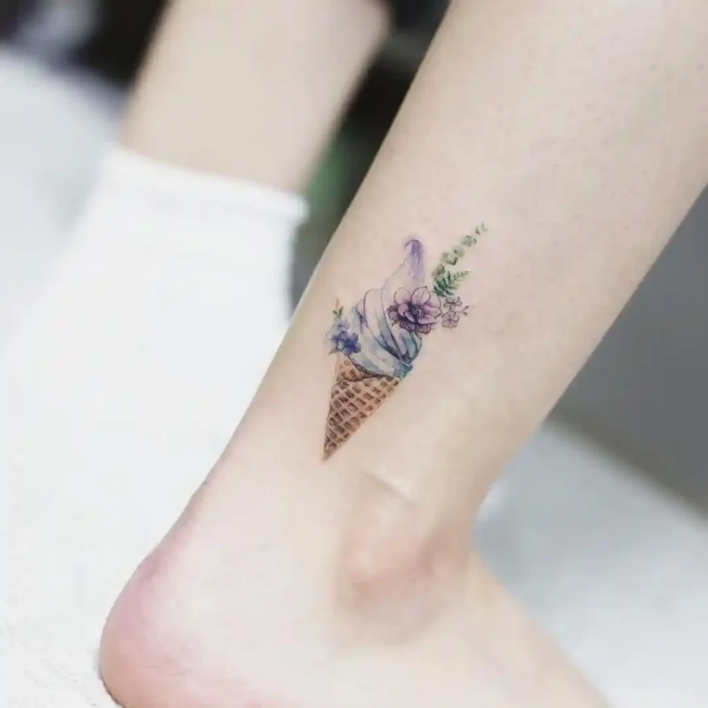 Watercolor Floral Soft Serve on Ankle