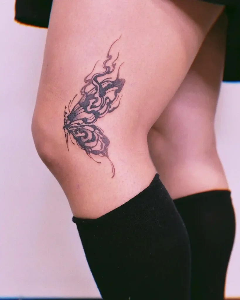 Abstract Butterfly Flow on Side Knee