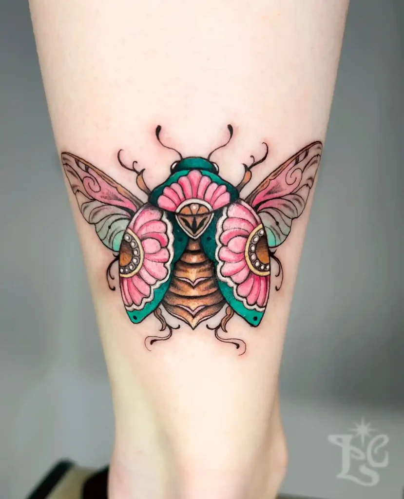 Art Nouveau Winged Beetle on Calf