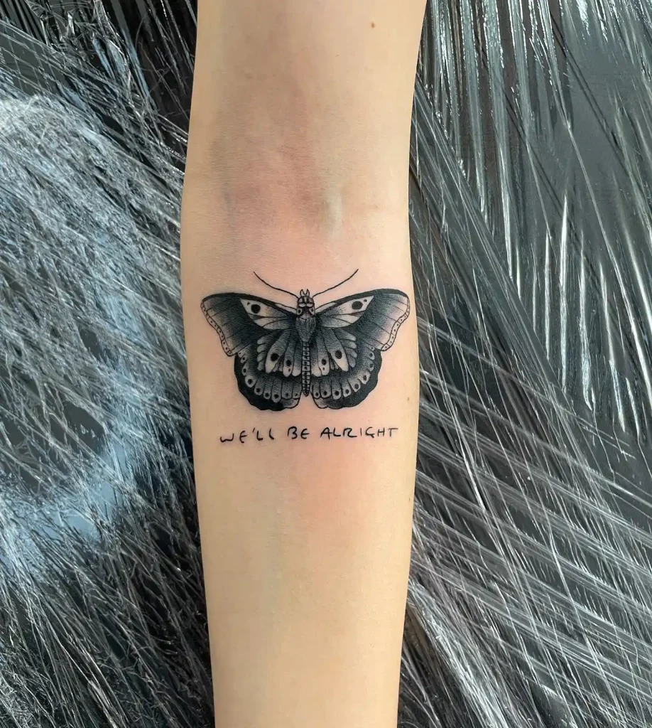 Black and Grey Moth on Forearm