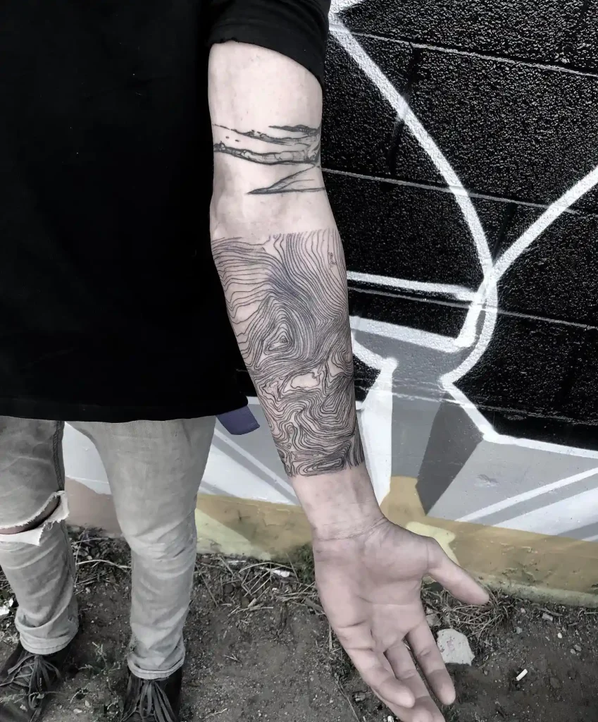 Bold Blackwork Topographic Sleeve on Forearm