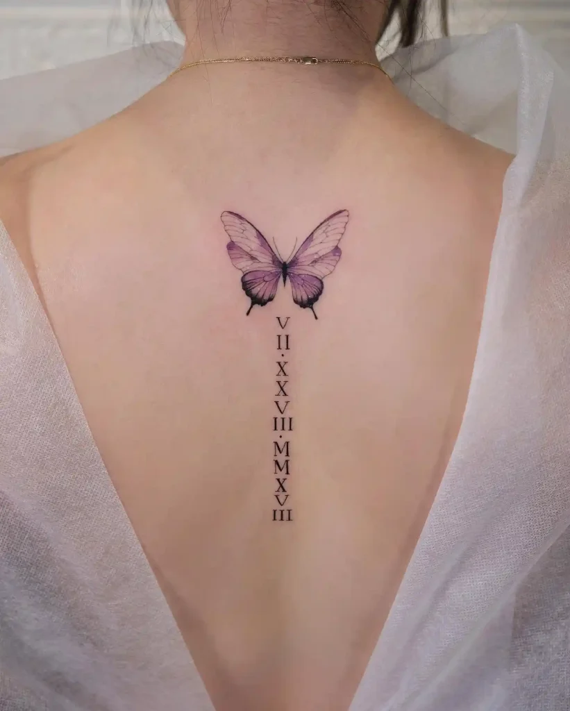 Butterfly Date on Upper Back