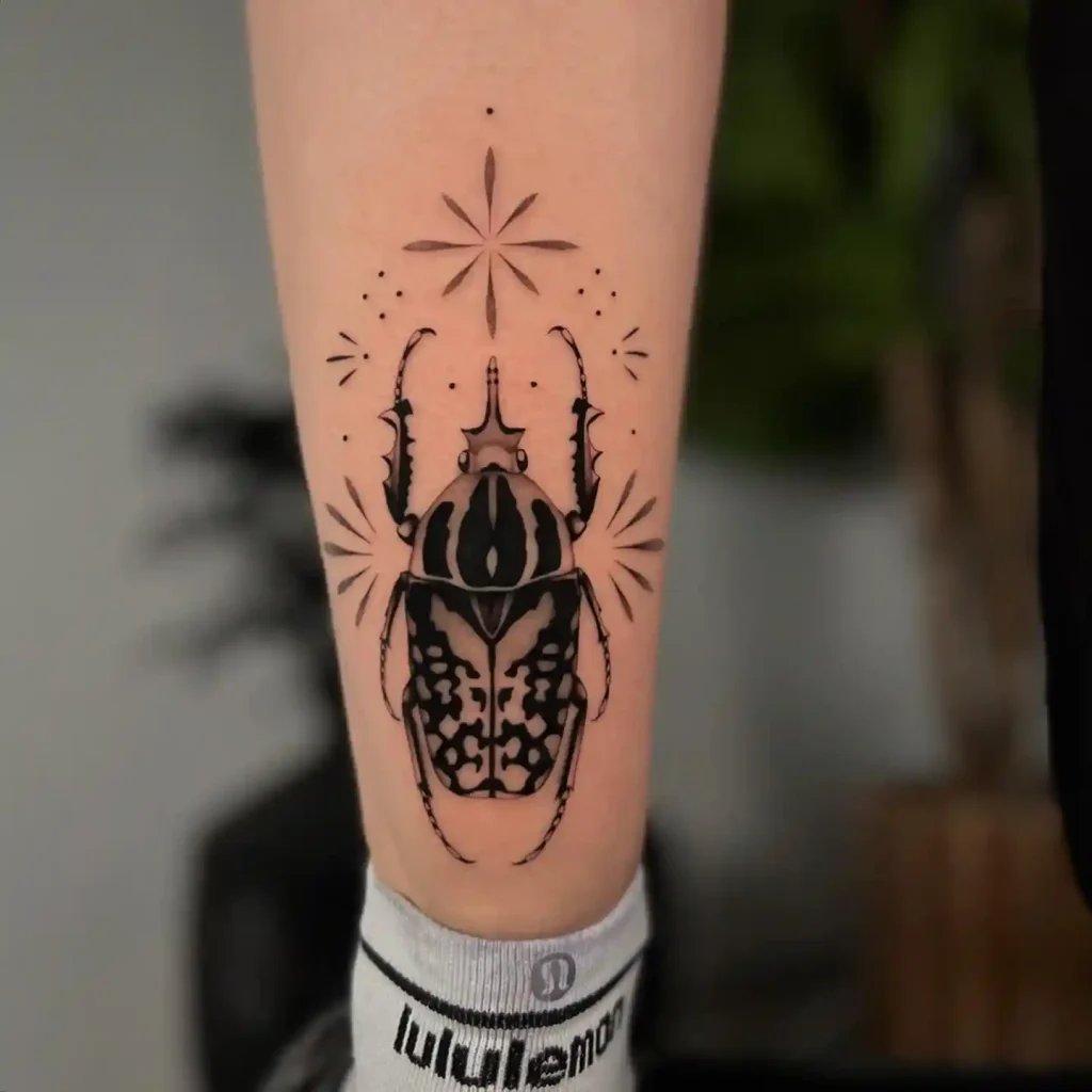 Celestial Guardian Beetle on Lower Leg