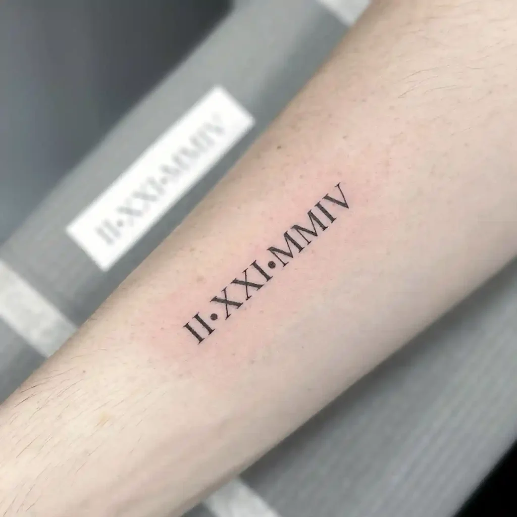 Classic Serif Date on Inner Forearm