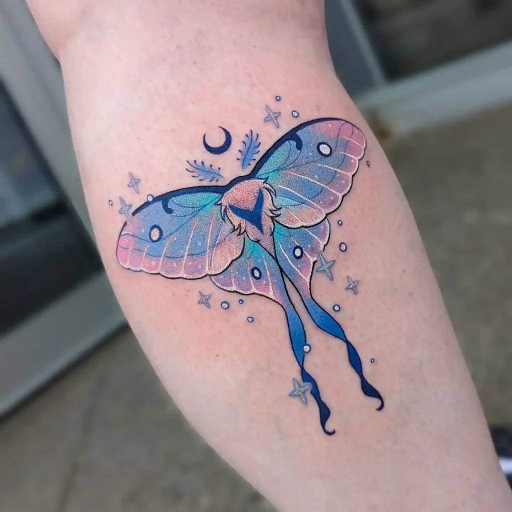 Colorful Celestial Moth on Calf
