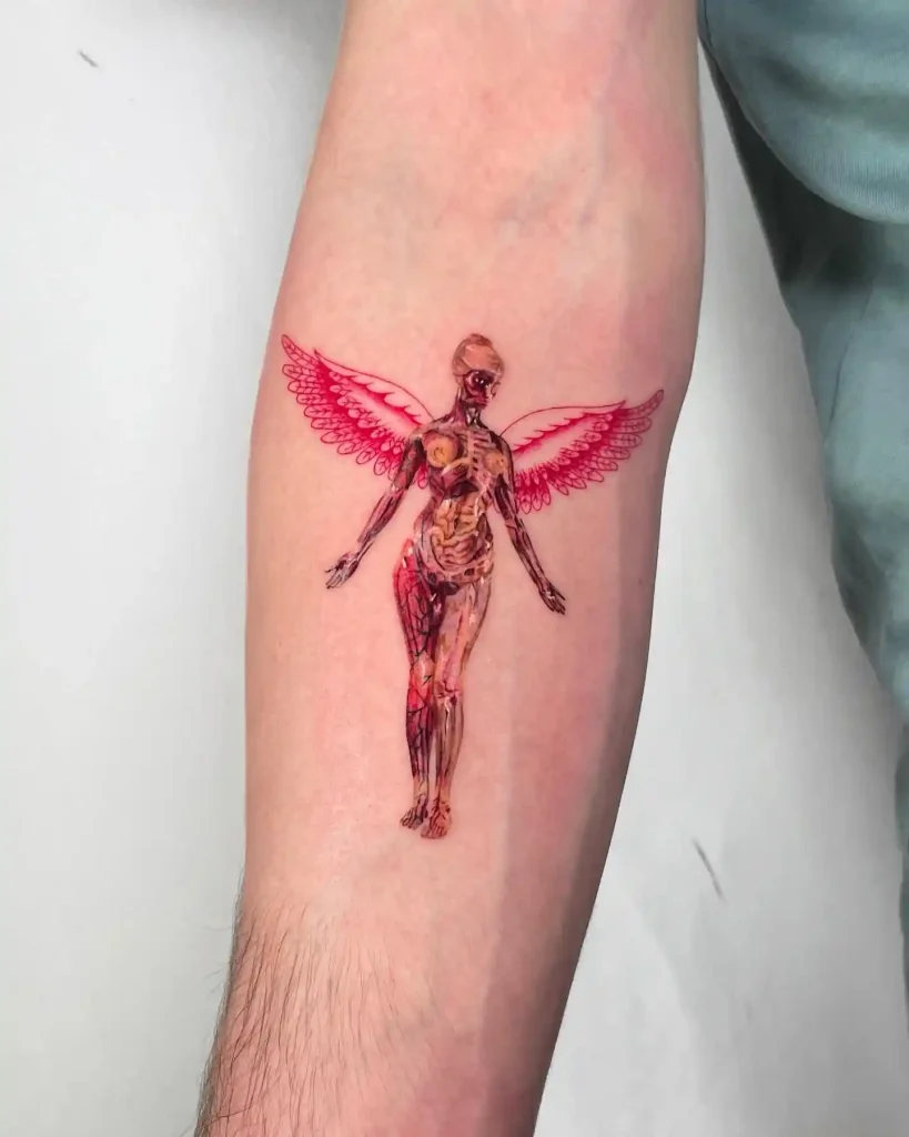 Colorful In Utero Angel on Forearm