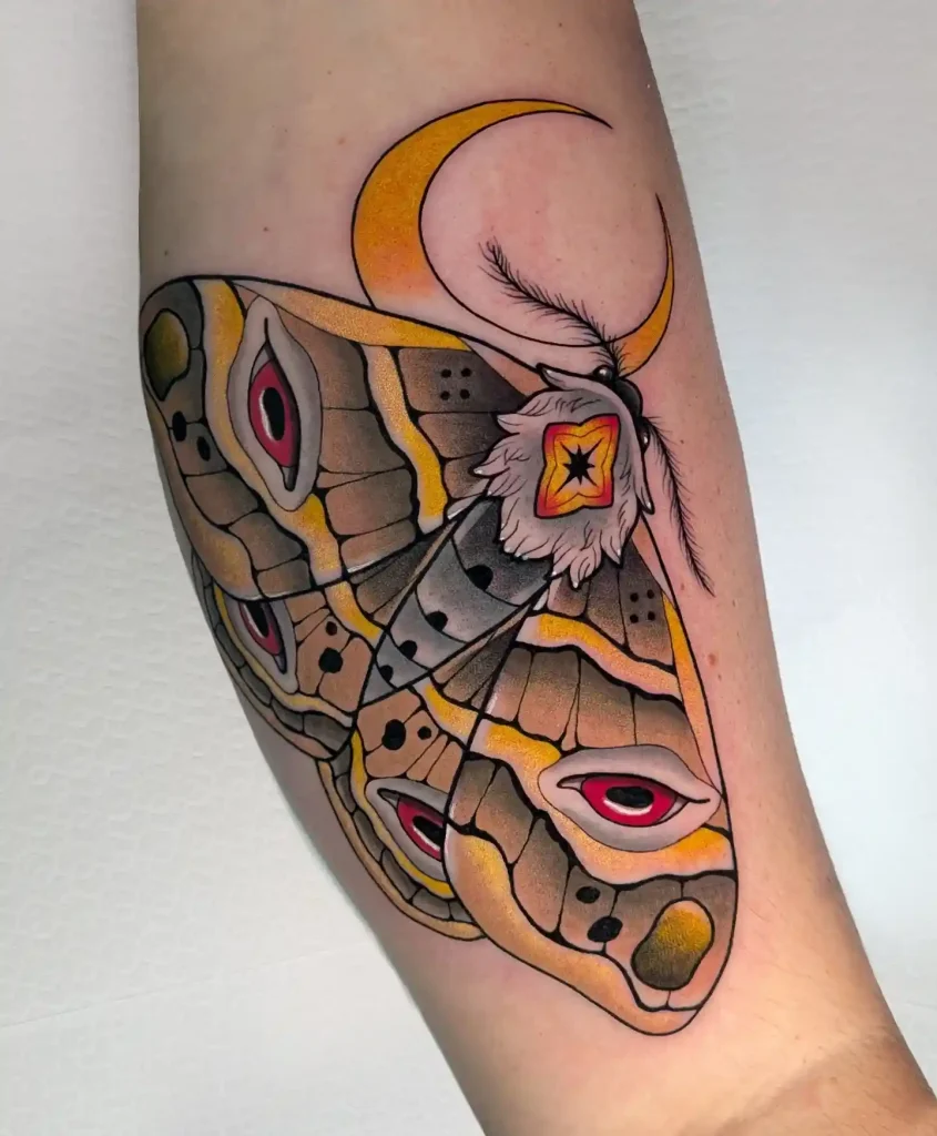 Colorful Multi-Eyed Moth on Calf
