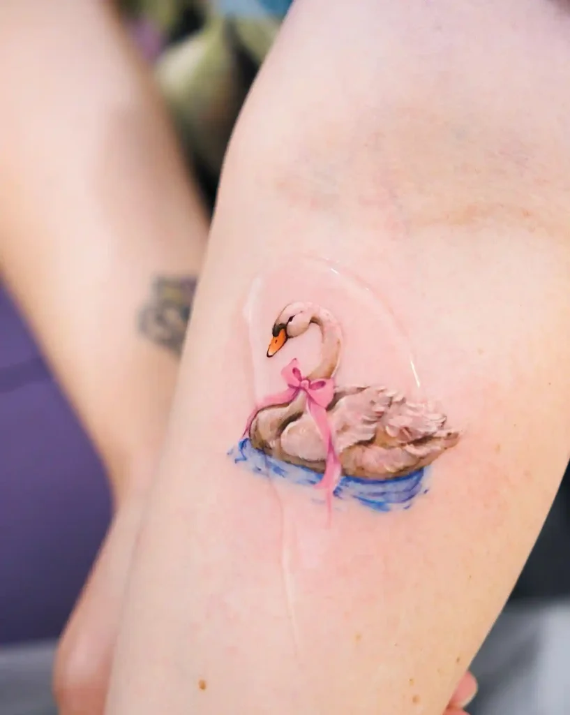 Colorful Swan with Bow on Arm