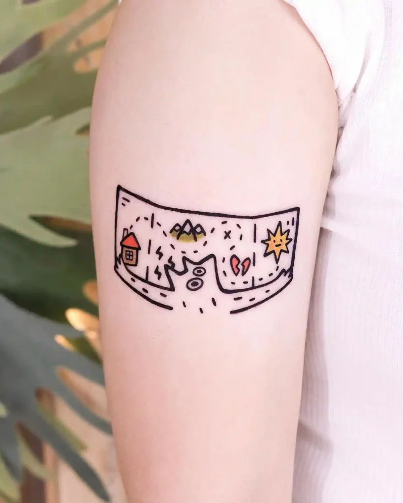 Doodle Life Map Story on Upper Arm