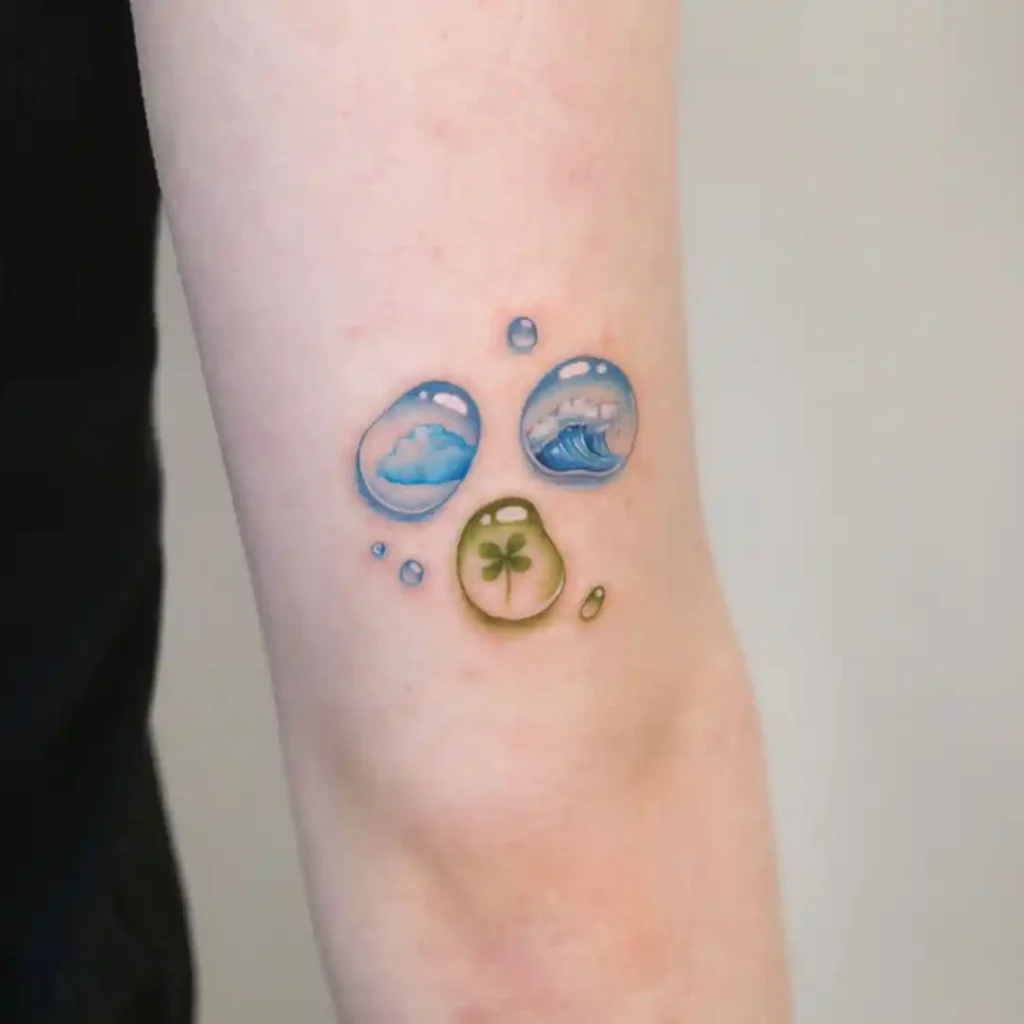 Elemental Water Droplets on Inner Arm
