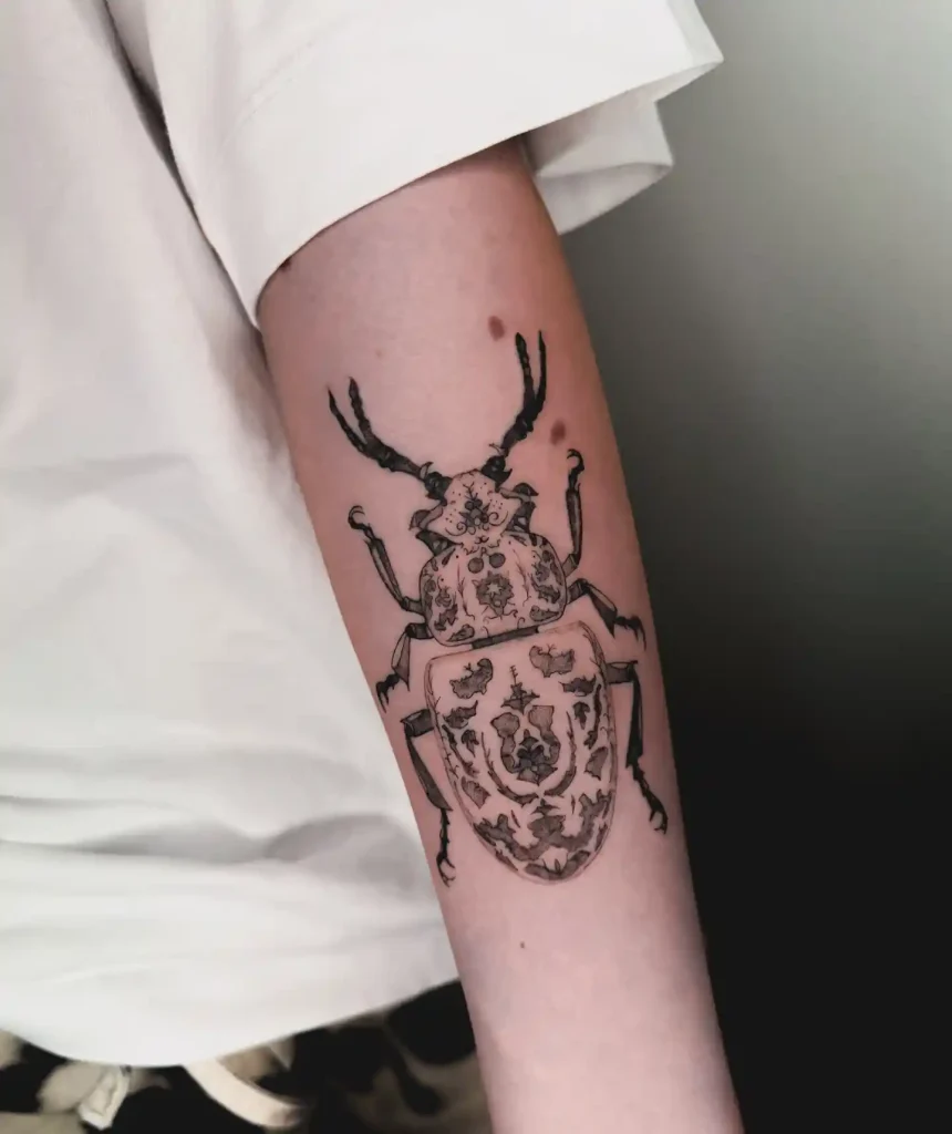 Filigree Stag Beetle on Forearm