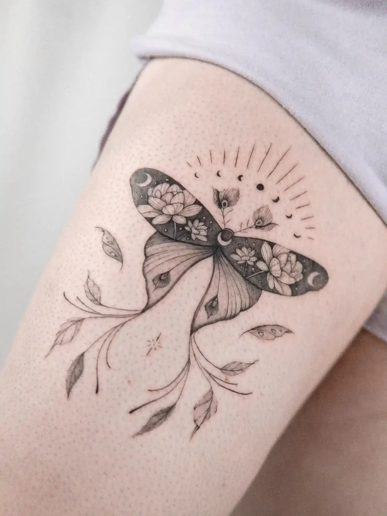 Floral Winged Moth on Thigh