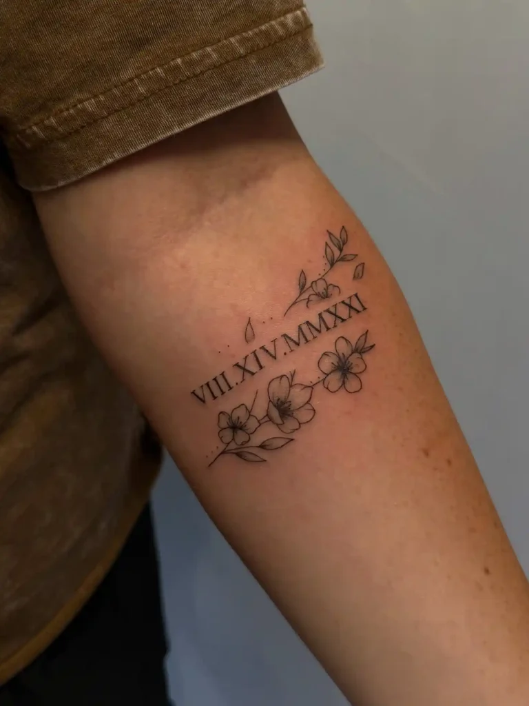 Floral Wrapped Date on Inner Forearm