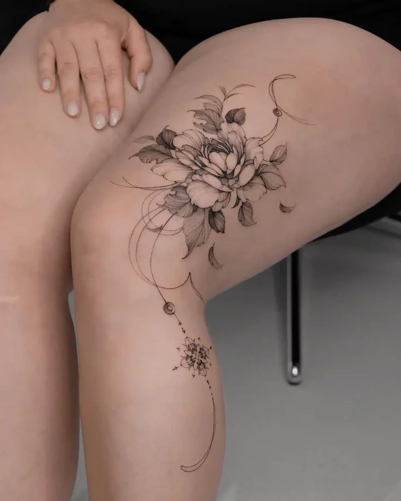 Flowing Peony Bloom on Knee
