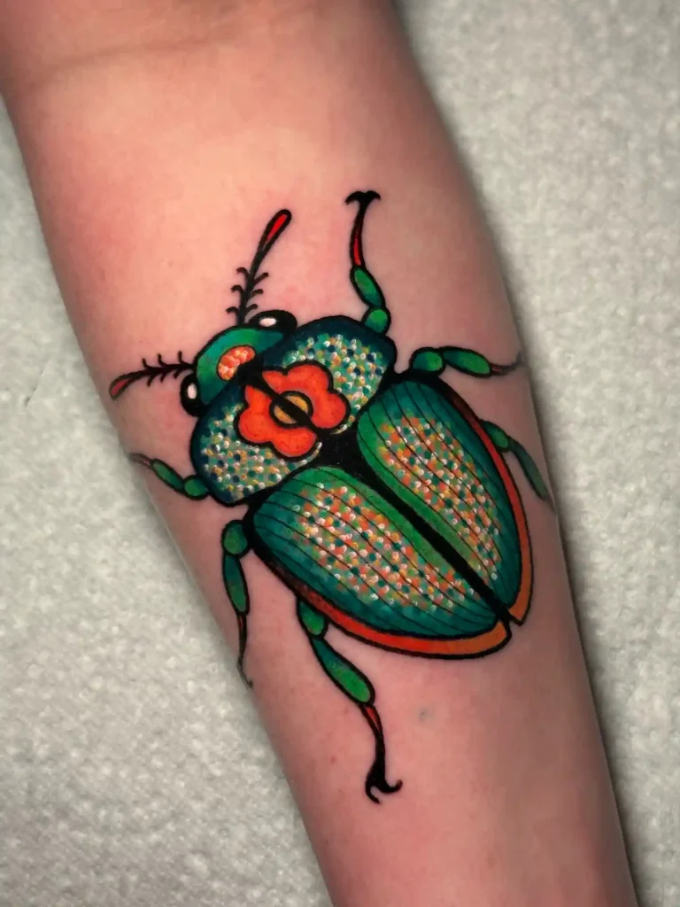 Folk Art Beetle on Arm