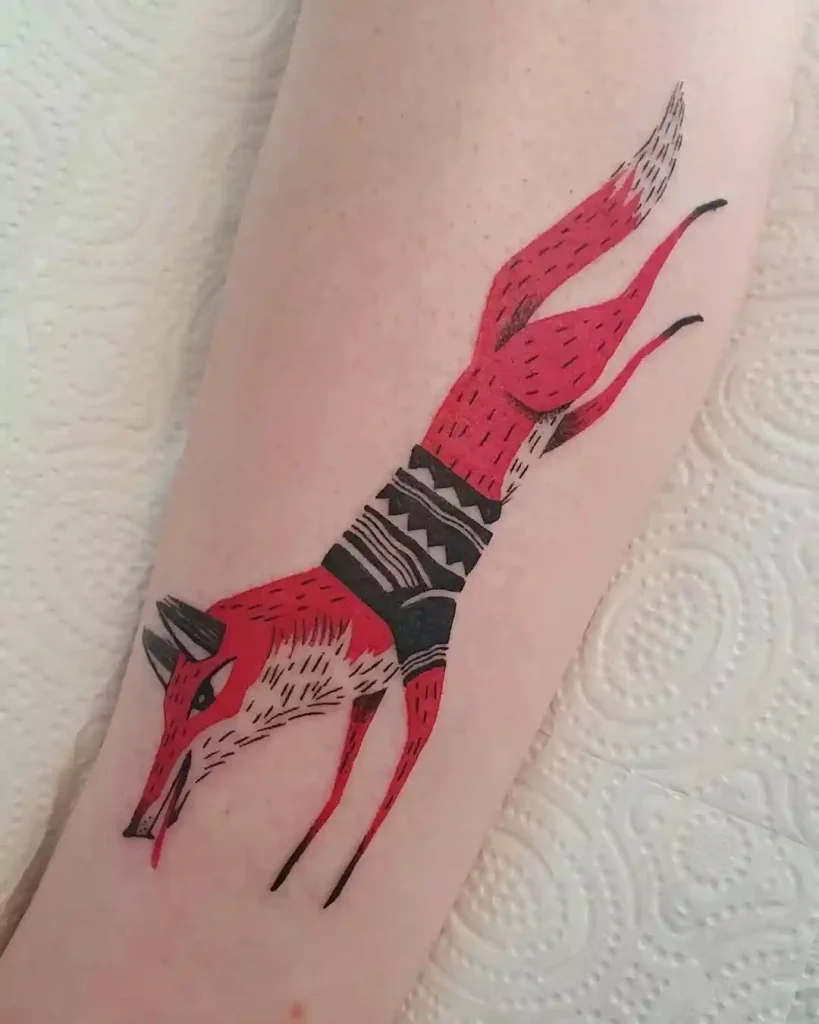 Folk Art Inspired Fox on Lower Arm