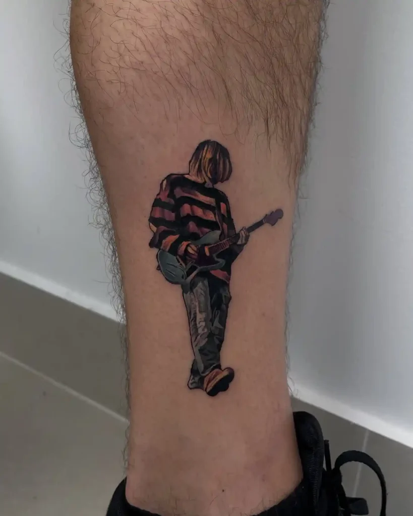 Full Color Kurt Cobain Figure on Lower Leg