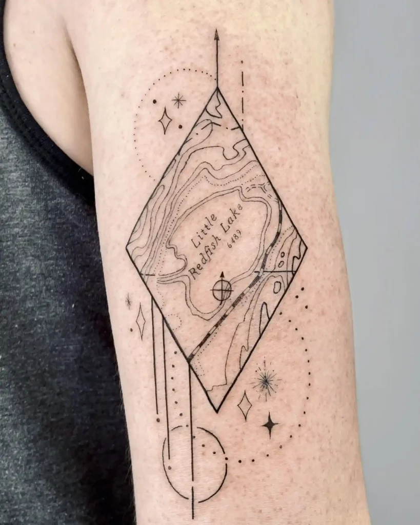 Geometric Lake Map with Coordinates on Upper Arm