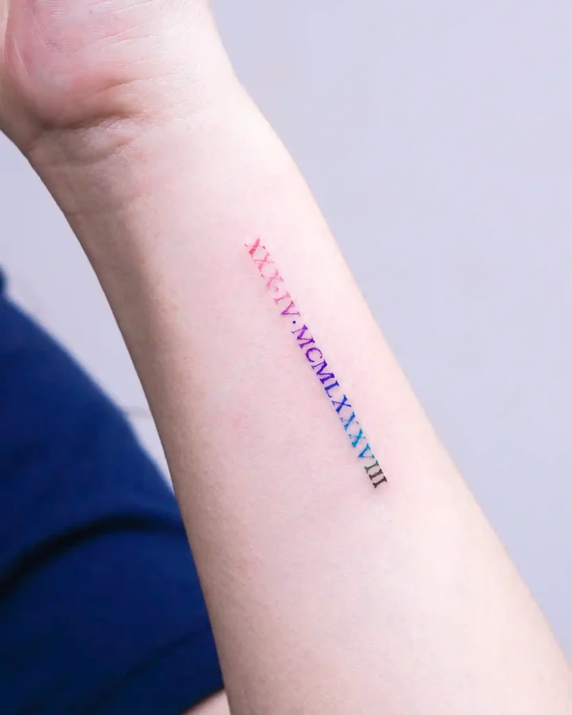 Gradient Color Date on Inner Forearm